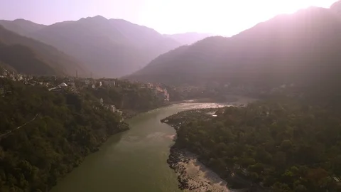 Aerial view on Rishikesh, India, 4k drone footage Stock Footage 109342079