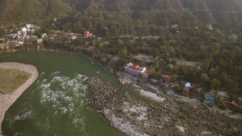 Aerial view on Rishikesh, India, 4k drone footage Video stock 109342083