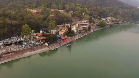 Aerial view on Rishikesh, India, 4k drone footage Stock Footage 109342888