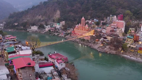 Aerial view on Rishikesh, India, 4k drone footage Stock Footage 109343057