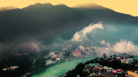 Aerial View On Rishikesh, India, 4K Drone Footage Stock Footage 237945662
