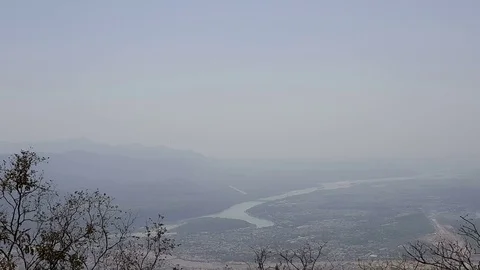 Aerial view of Rishikesh Town Stock-Footage 106743677