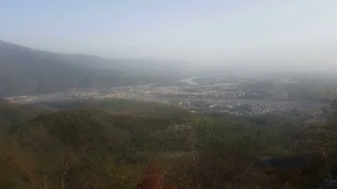 Aerial view of Rishikesh Town Stock Footage 106743729