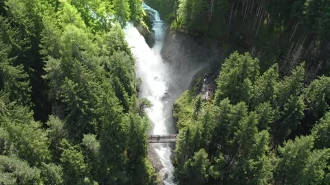 Aerial view of the Riva waterfall complex in Trentino Alto Adige Video stock 287954327