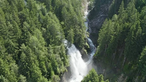 Aerial view of the Riva waterfall complex in Trentino Alto Adige Video stock 287954524