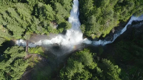 Aerial view of the Riva waterfall complex in Trentino Alto Adige Stock-Footage 287954664