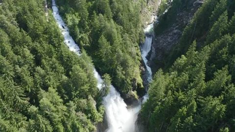 Aerial view of the Riva waterfall complex in Trentino Alto Adige 스톡 동영상 287954672