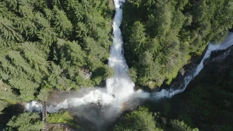 Aerial view of the Riva waterfall complex in Trentino Alto Adige Stock-Footage 287954710