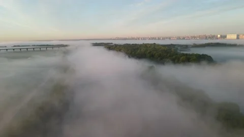 Aerial view of the river and bridge Stock Footage 195947497
