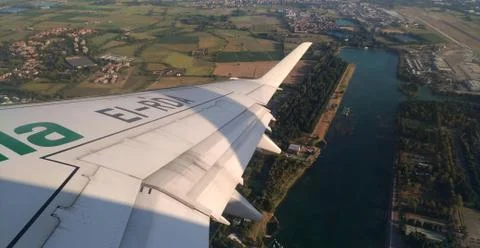 Aerial view with river and fields Stock Photos