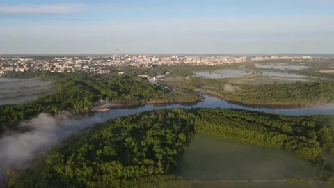 Aerial view of the river and forest Stock Footage 195948192