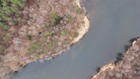 Aerial View of River and Forest Landscape Stock Footage 313274014