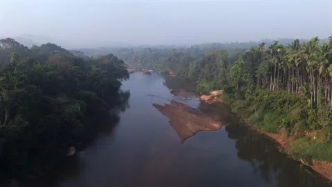 Aerial View of River and Forest Landscape Near Pune Maharashtra India Stock Footage 346754962