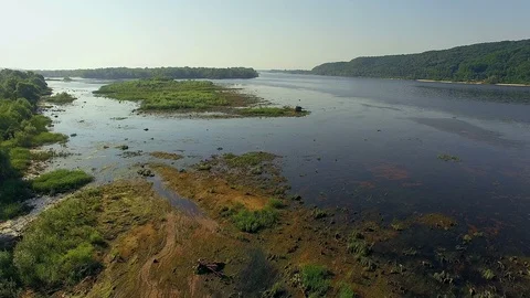 Aerial view of river and the islands 4K Stock Footage 87612552