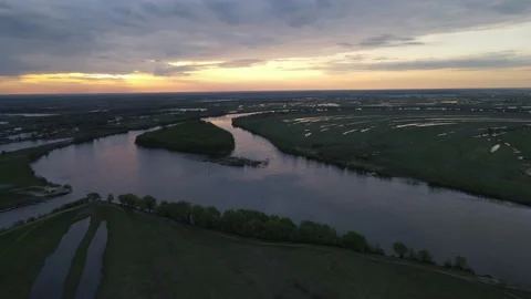 Aerial view of the river and landscape Stock Footage 194560728