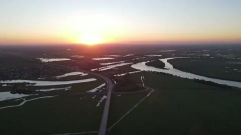Aerial view of the river and landscape Stock Footage 196597653