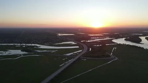 Aerial view of the river and landscape Stock Footage 196597832