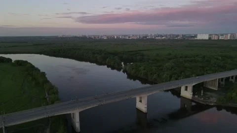 Aerial view of the river and landscape Stock Footage 196597849