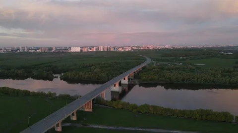 Aerial view of the river and landscape Stock Footage 196598025