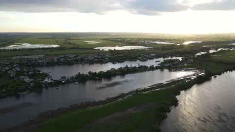 Aerial view of the river and landscape Stock Footage 196598826