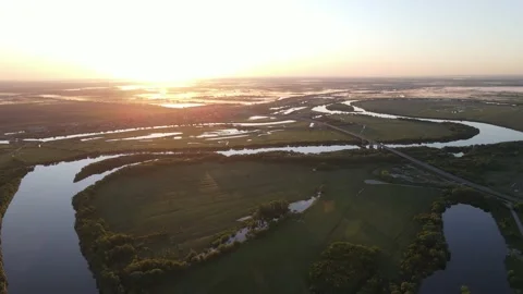 Aerial view of the river and landscape Stock Footage 196599013
