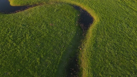 Aerial view of the river and landscape Stock Footage 196599093