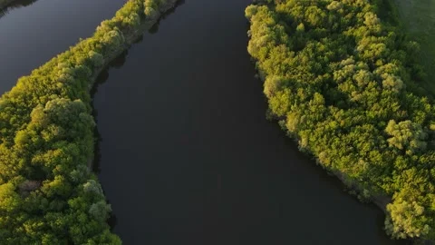 Aerial view of the river and landscape Stock Footage 196599175