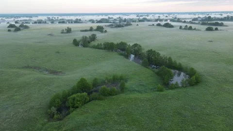 Aerial view of the river and landscape Stock Footage 200001428