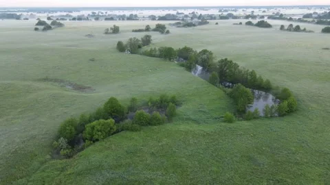 Aerial view of the river and landscape Stock Footage 200001455