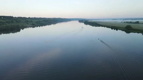 Aerial view of the river and landscape Stock Footage 200001799