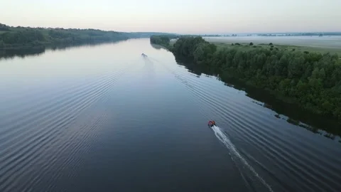 Aerial view of the river and landscape Stock Footage 200001816