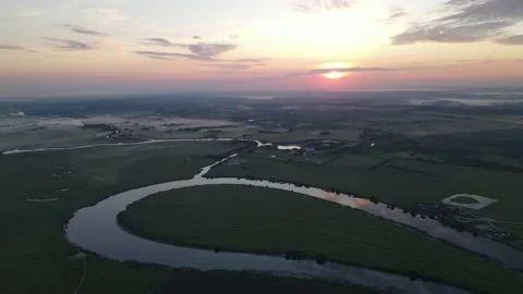 Aerial view of the river and landscape Stock Footage 200002482