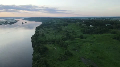 Aerial view of the river and landscape Stock Footage 200002616
