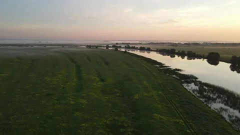 Aerial view of the river and landscape Stock Footage 200003290