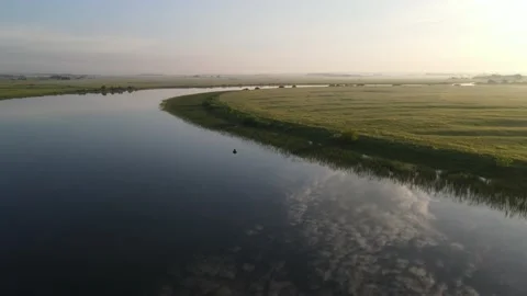 Aerial view of the river and landscape Stock Footage 200004677