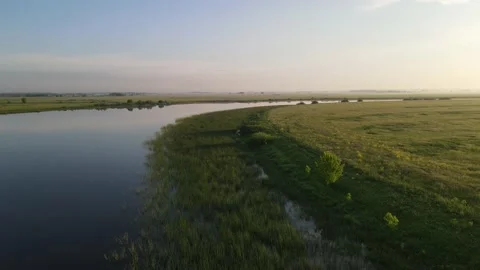 Aerial view of the river and landscape Stock Footage 200004987