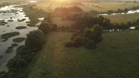 Aerial view of the river and landscape Stock Footage 202285319