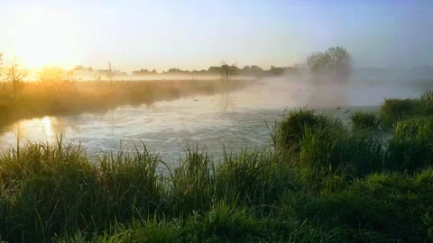Aerial view of the river and landscape Stock Footage 242816416