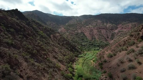 Aerial View of River and Mountain Landscapes in Taroudant, Morocco Stock-Footage 308567676