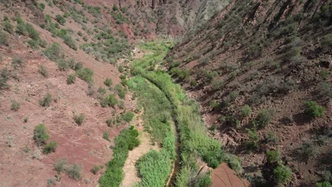Aerial View of River and Mountain Landscapes in Taroudant, Morocco Stock Footage 308567767