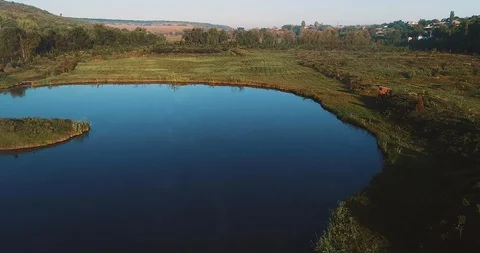 Aerial view of a river and a plain. Stock Footage 114436988