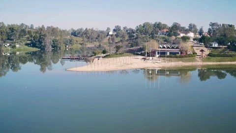 Aerial View River Beach Stock Footage 72734991