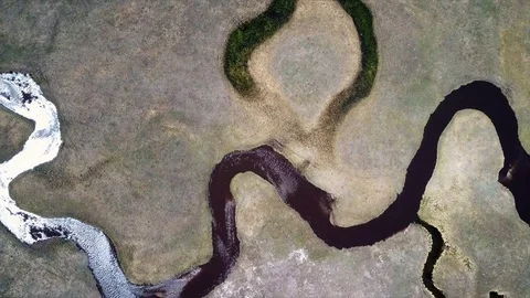 Aerial view of river bending everywhere series 4K Stock Footage 79740832