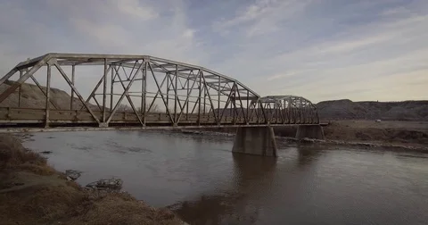 Aerial View of River Bridge Stock Footage 85040240