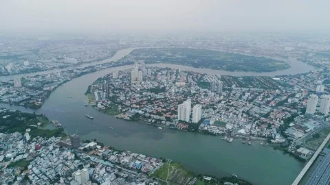 Aerial view of the river city Stock Footage 101953024