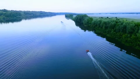 Aerial view of the river coastline landscape Stock Footage 301345997