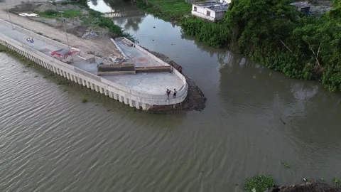 Aerial View of River Construction Project in Gorontalo Video stock 260285121