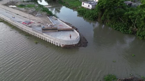 Aerial View of River Construction Project in Gorontalo Video stock 260287828