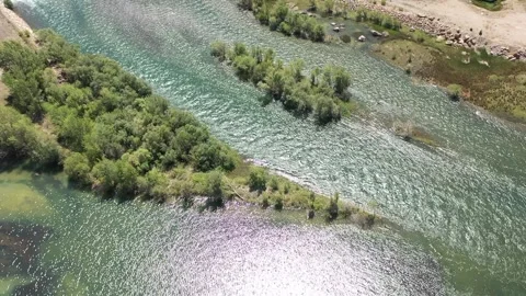 Aerial view of the river covered with trees Stock Footage 294092667