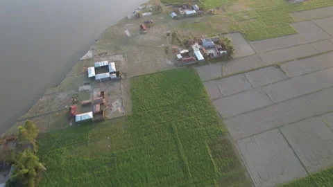 Aerial View of River-Cut Landscape in Rural Bangladesh | 4K Drone Footage Stock Footage 312972877